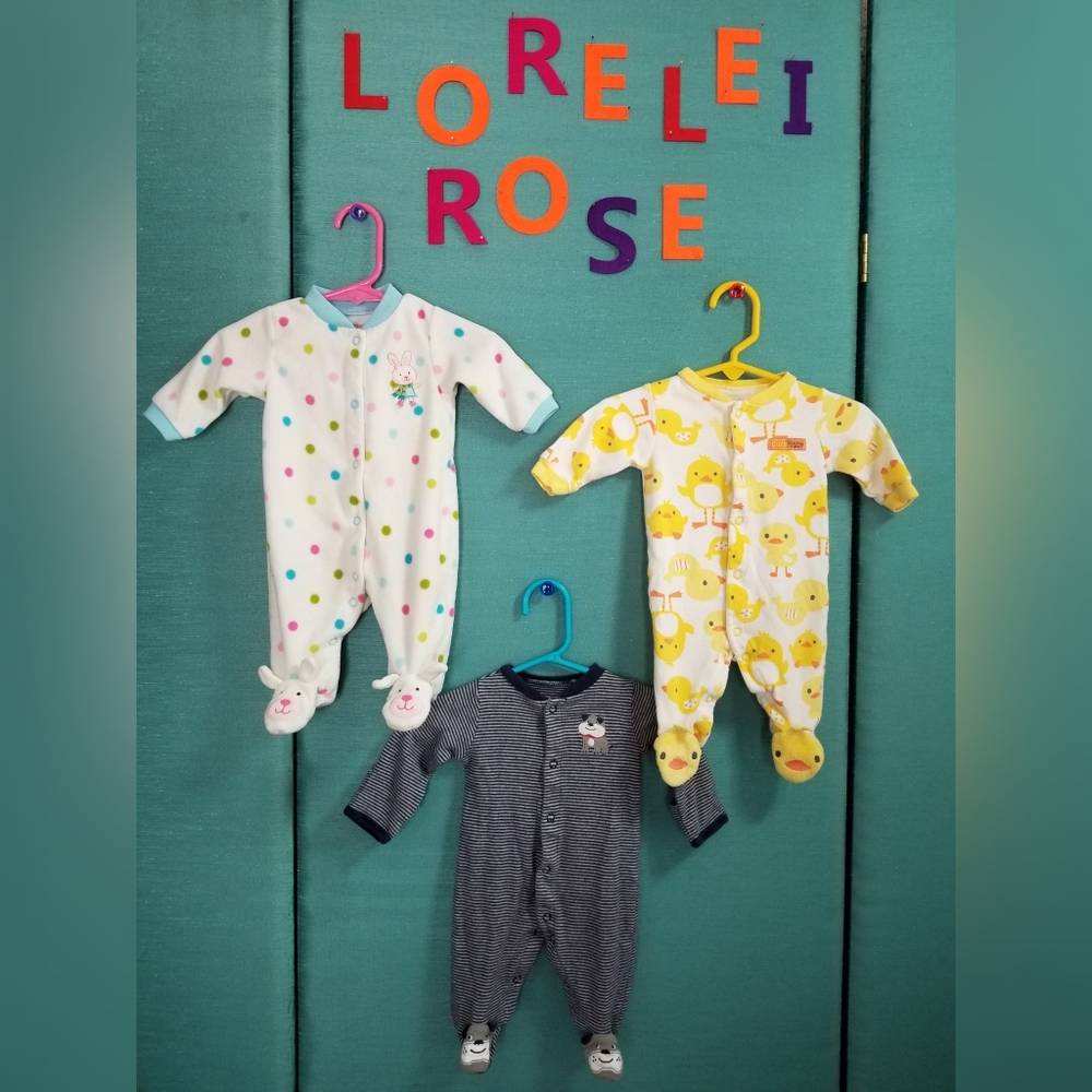 Footed Newborn Pajamas - Set of 3